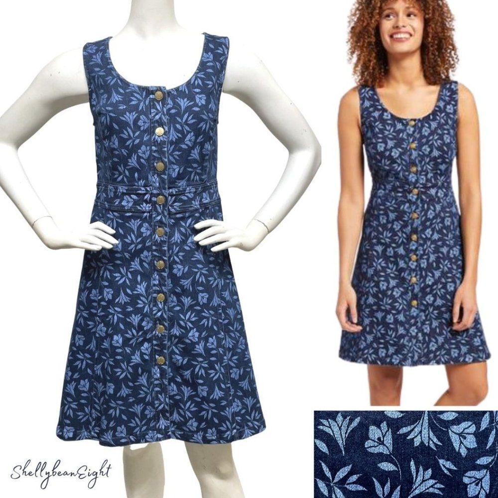 DRAPER JAMES Floral Button Front Denim Romper 4 S